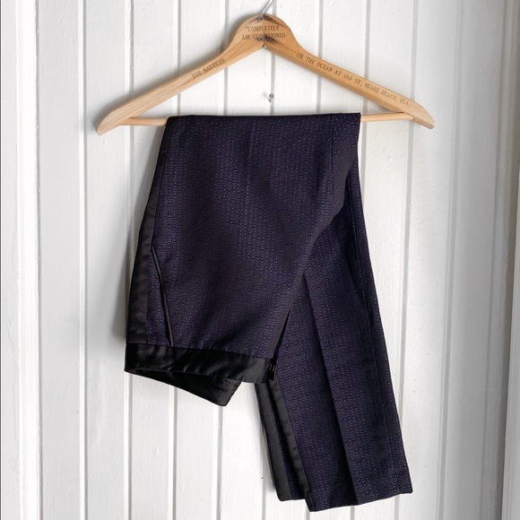 Halogen Pants - Halogen Blue Textured Tuxedo Striped Trousers K107
